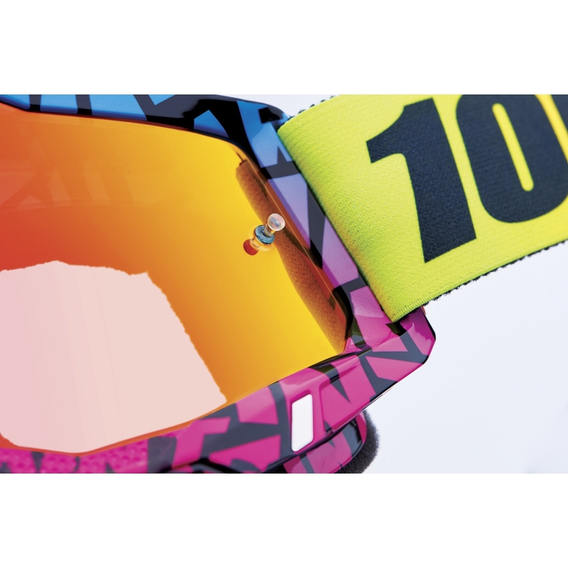 Motocross-lasit 100% ACCURI 2 Special UTV/OTG - rajoitettu painos Ken Block punainen kromipleksillä varustettuna.