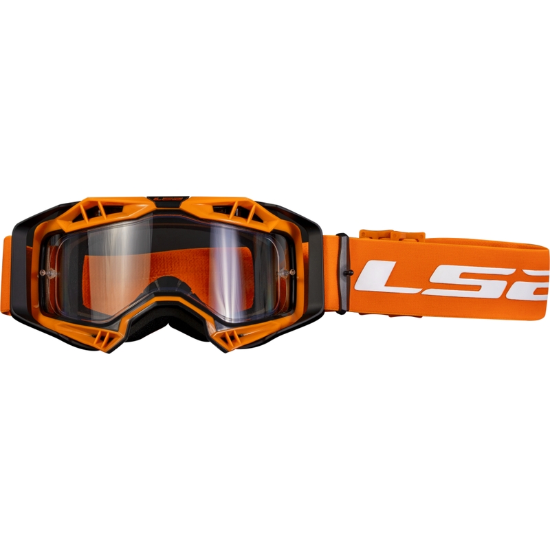 LS2 Aura Enduro motocross lasit musta-oranssi kirkas pleksi