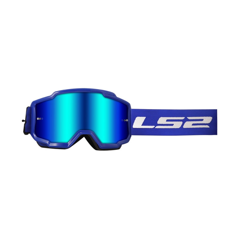 LS2 Charger siniset motocross-lasit iridium plexillä varustettuna