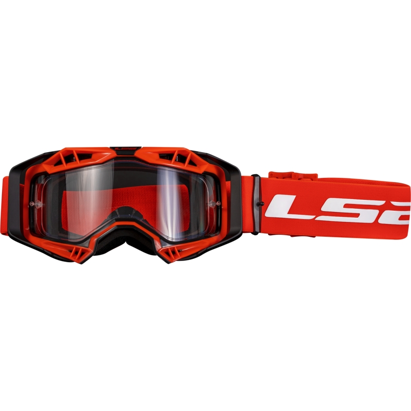 LS2 Aura Enduro motocross lasit punainen kirkas pleksi