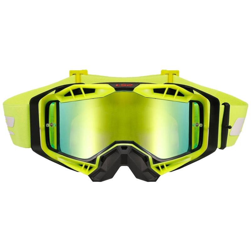 Motocross-lasit LS2 Aura PRO musta-keltainen iridium plexi