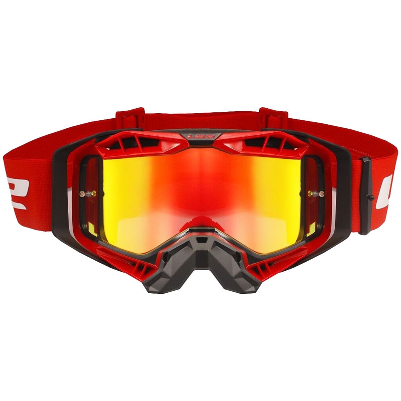 Motocross-lasit LS2 Aura PRO musta-punainen iridium plexi