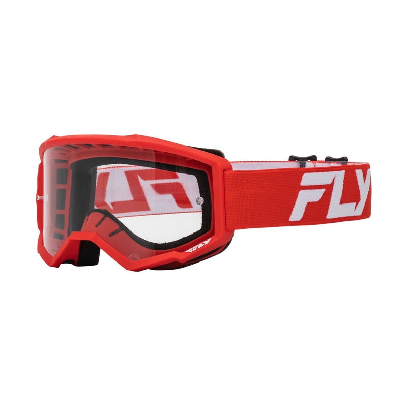 Motocross lasit FLY Racing Focus punainen ja valkoinen kirkas pleksi