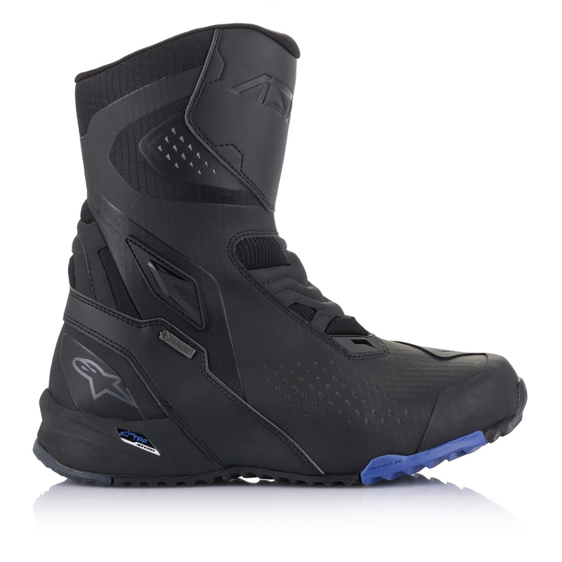 Alpinestars RT-8 GORE-TEX mustat ja siniset moottoripyöräsaappaat