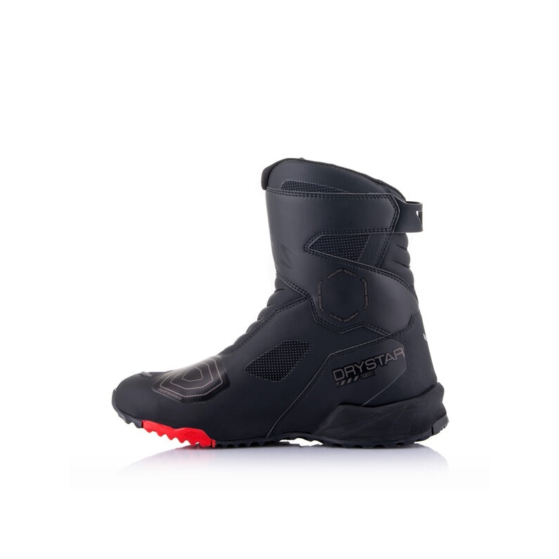 Alpinestars RT-7 DRYSTAR mustat ja punaiset moottoripyöräsaappaat