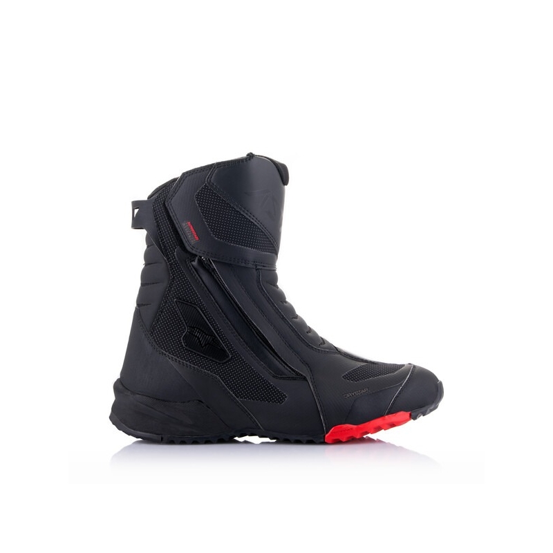 Alpinestars RT-7 DRYSTAR mustat ja punaiset moottoripyöräsaappaat