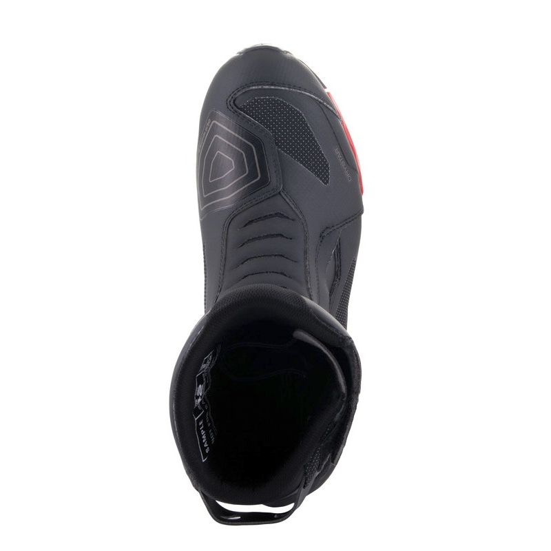 Alpinestars RT-7 DRYSTAR mustat ja punaiset moottoripyöräsaappaat