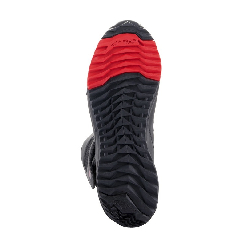 Alpinestars RT-7 DRYSTAR mustat ja punaiset moottoripyöräsaappaat
