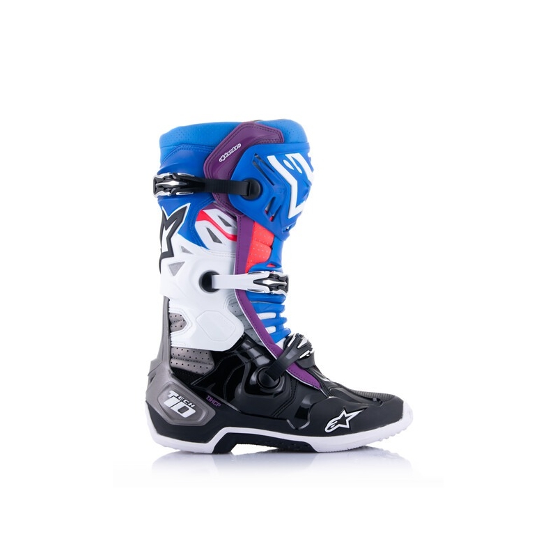 Alpinestars Tech 10 Supervented Perforoitu Sininen-Lilanpunainen-Pinkki-Valkoinen-Harmaa-Musta Moottoripyöräilykengät