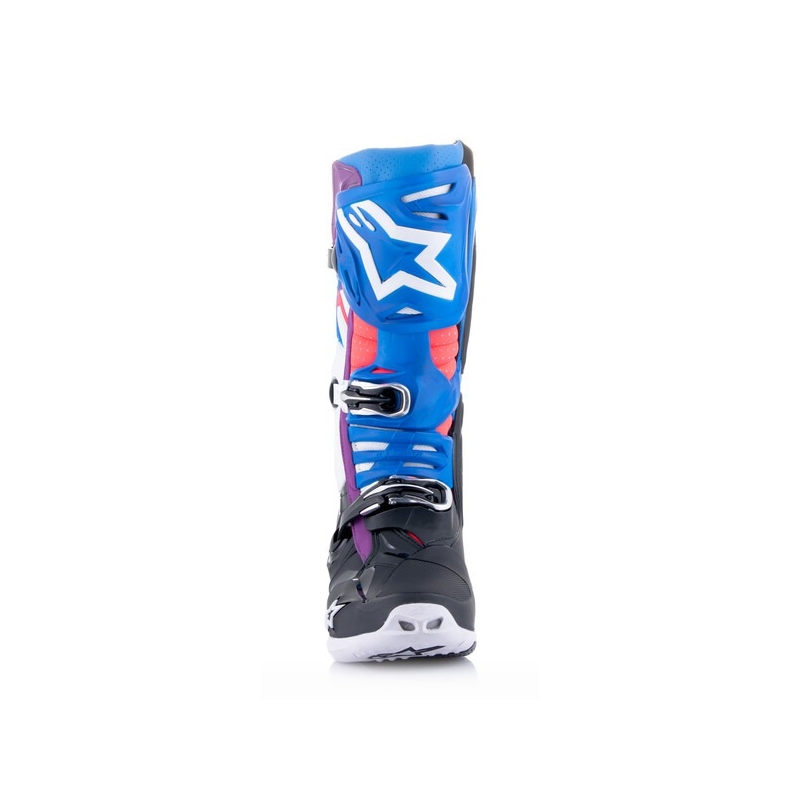 Alpinestars Tech 10 Supervented Perforoitu Sininen-Lilanpunainen-Pinkki-Valkoinen-Harmaa-Musta Moottoripyöräilykengät