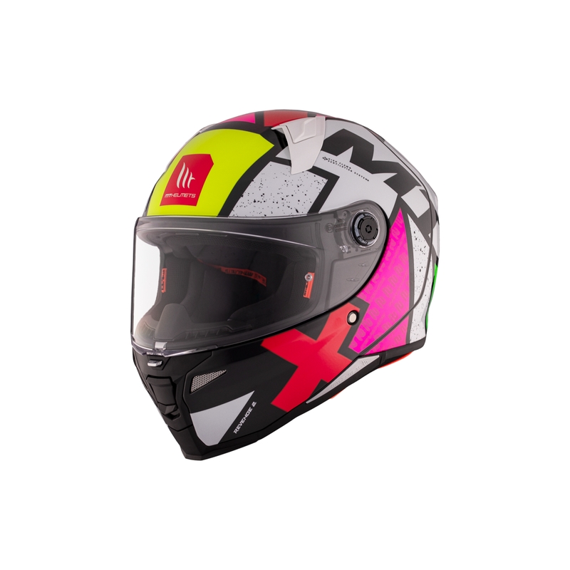 Integrální helma na motorku MT REVENGE 2 S Light CO lesklá bílo-růžovo-žlutá