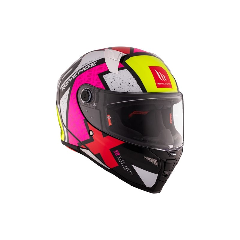 Integrální helma na motorku MT REVENGE 2 S Light CO lesklá bílo-růžovo-žlutá