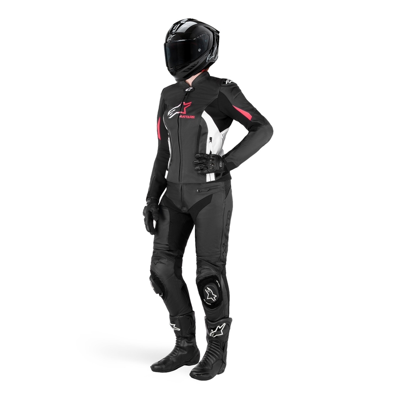 Alpinestars GP PLUS 4 Naisten moottoripyöräily takki musta, valkoinen ja vaaleanpunainen