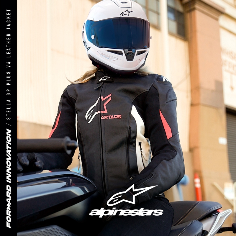 Alpinestars GP PLUS 4 Naisten moottoripyöräily takki musta, valkoinen ja vaaleanpunainen