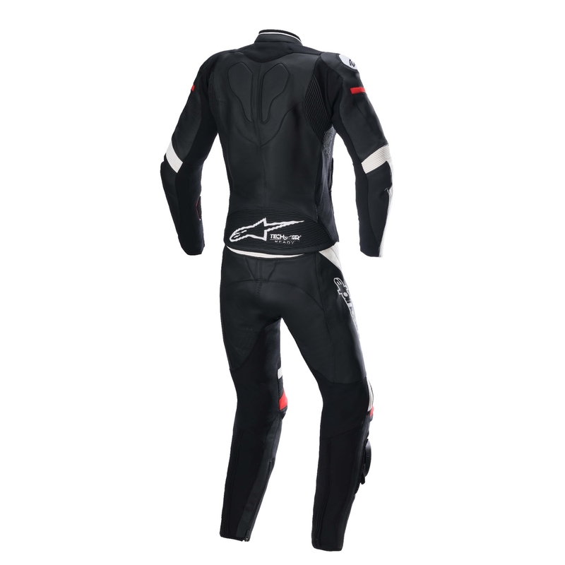 Alpinestars STELLA GP PLUS 2 Naisten kaksiosainen nahkainen moottoripyöräilyhaalari musta, valkoinen ja punainen.