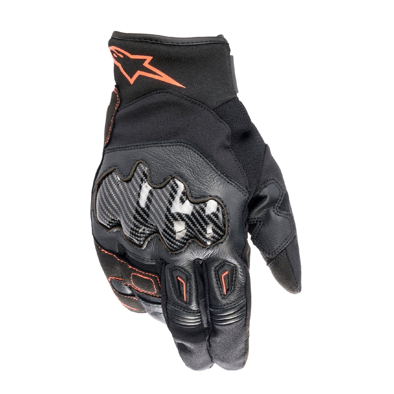 Alpinestars SMX-1 Drystar musta-fluo-punainen moottoripyöräilykäsineet