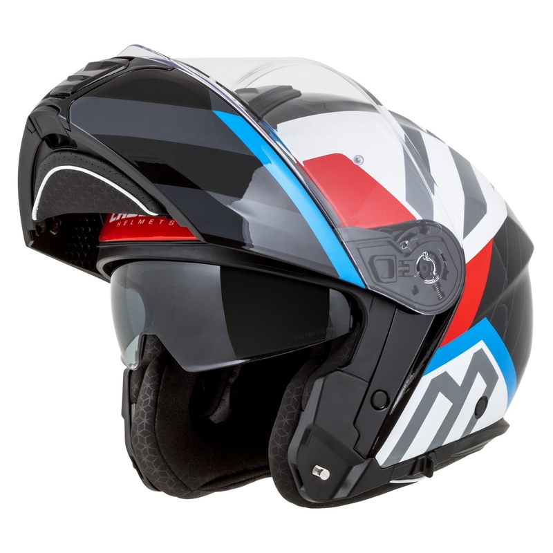Cassida Modulo 2.1 Profile flip-up moottoripyöräilykypärä valkoinen-musta-sininen-harmaa