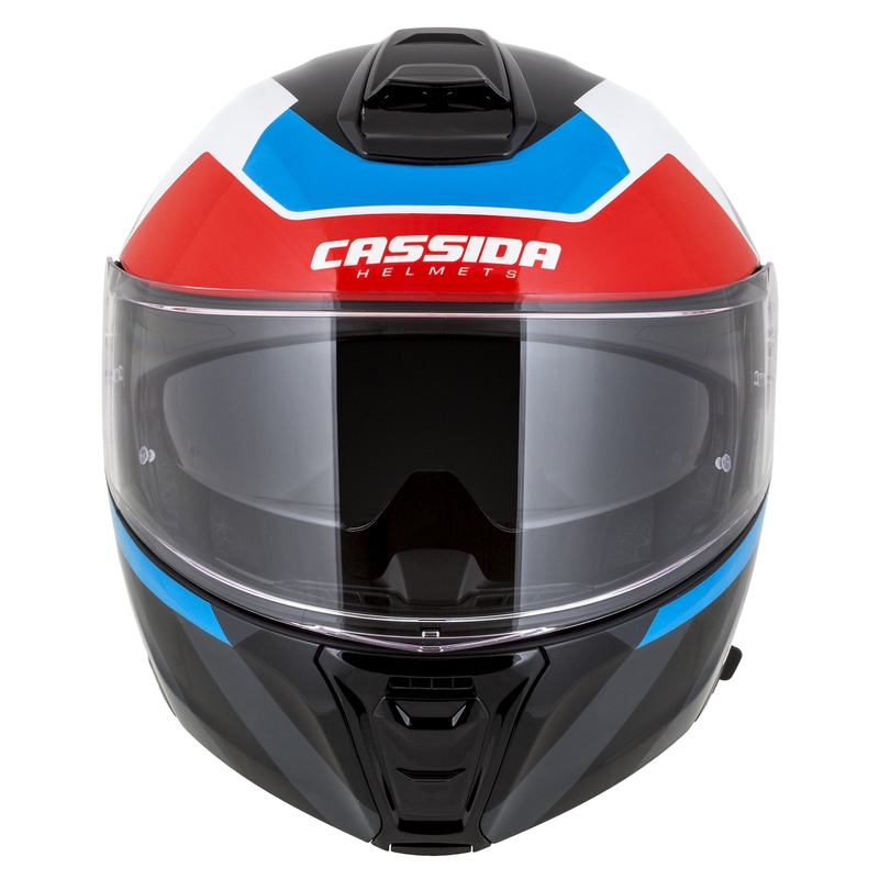 Cassida Modulo 2.1 Profile flip-up moottoripyöräilykypärä valkoinen-musta-sininen-harmaa