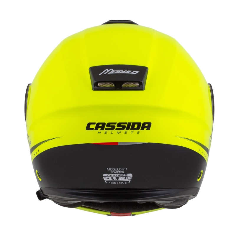 Cassida Modulo 2.1 Compass fluo keltainen-musta-hopea-punainen flip-up moottoripyöräilykypärä