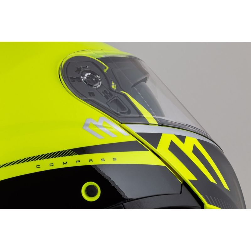 Cassida Modulo 2.1 Compass fluo keltainen-musta-hopea-punainen flip-up moottoripyöräilykypärä