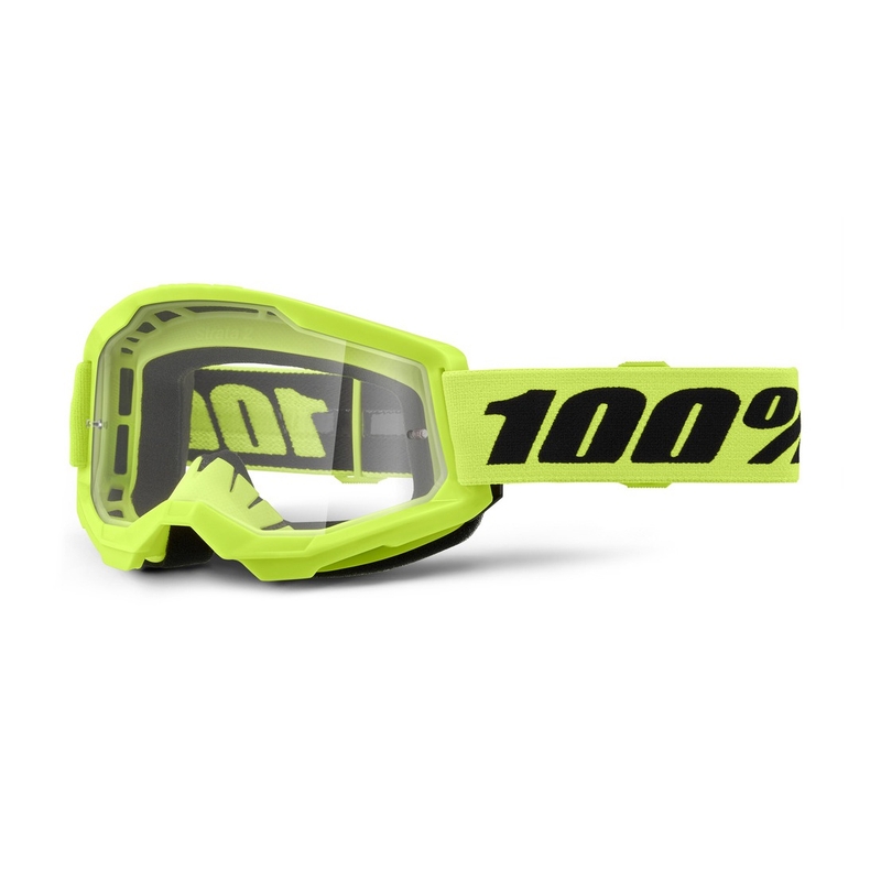 Lasten motocross lasit 100% STRATA 2 neon keltainen kirkas pleksi
