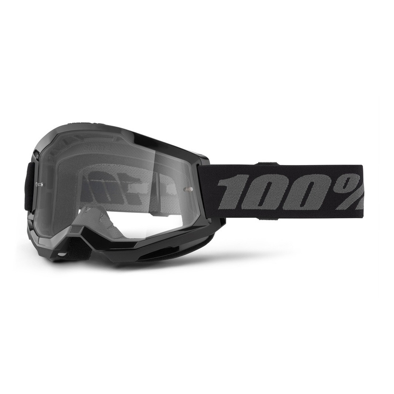 Lasten motocrosslasit 100% STRATA 2 musta kirkas pleksi 100% STRATA 2 musta kirkas pleksi