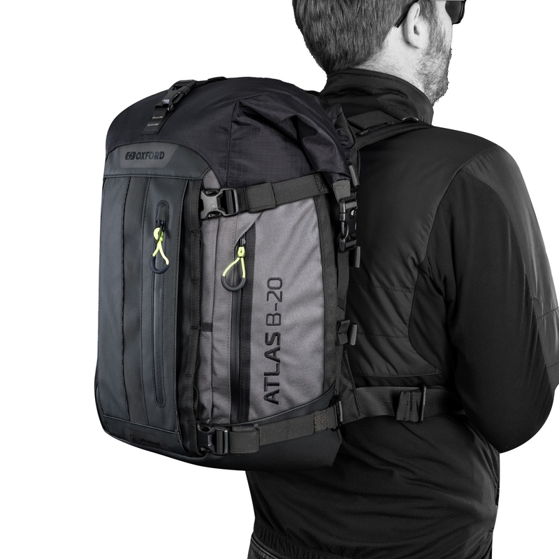 Moottoripyörälaukku Oxford Atlas B-20 Advanced Backpack 20 l harmaa