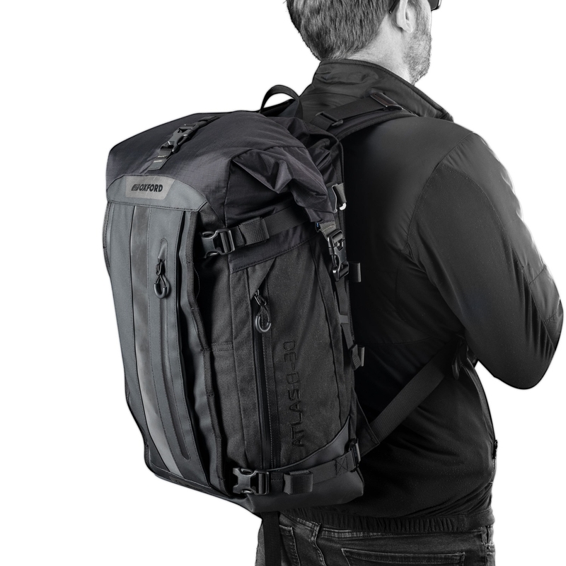 Moottoripyörälaukku Oxford Atlas B-30 Advanced Backpack 30 l harmaa