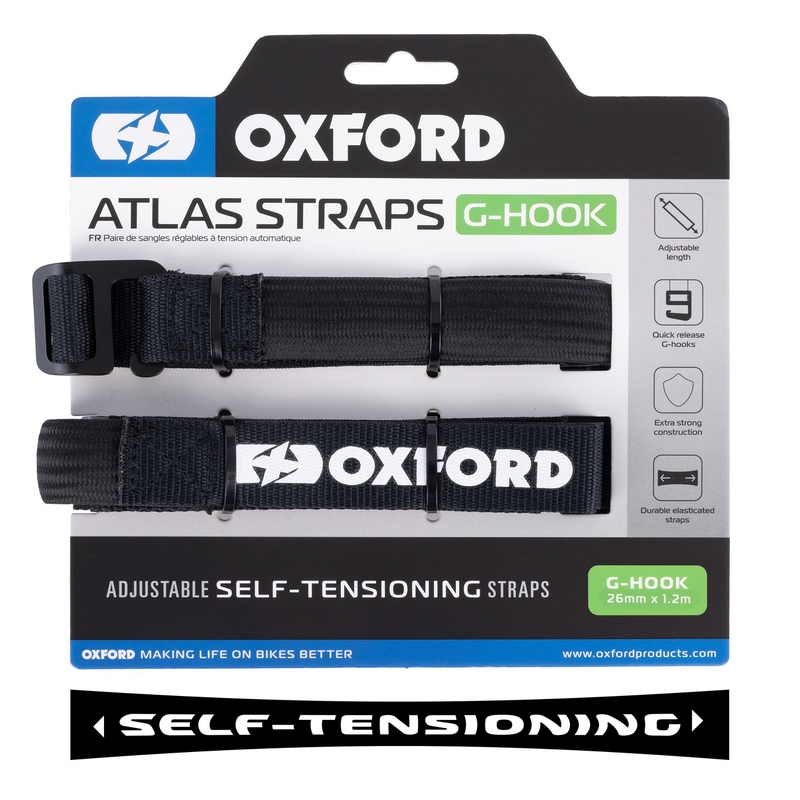 Oxford Atlas G-Hook matkatavarahihnat 2 kpl musta 26mm x 1,2 m