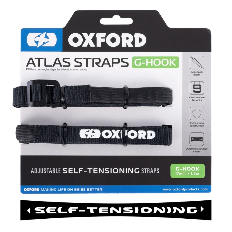Oxford Atlas G-Hook matkatavarahihnat 2 kpl musta 17 mm x 1,2 m