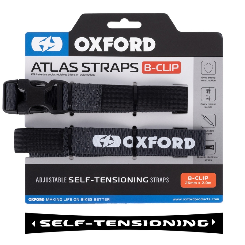 Oxford Atlas B-Clip matkatavarahihnat 2 kpl harmaa 26 mm x 2 m