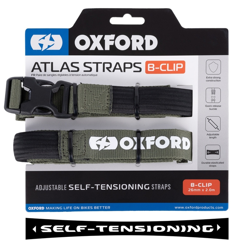 Oxford Atlas B-Clip matkatavarahihnat 2 kpl vihreä 26 mm x 2 m