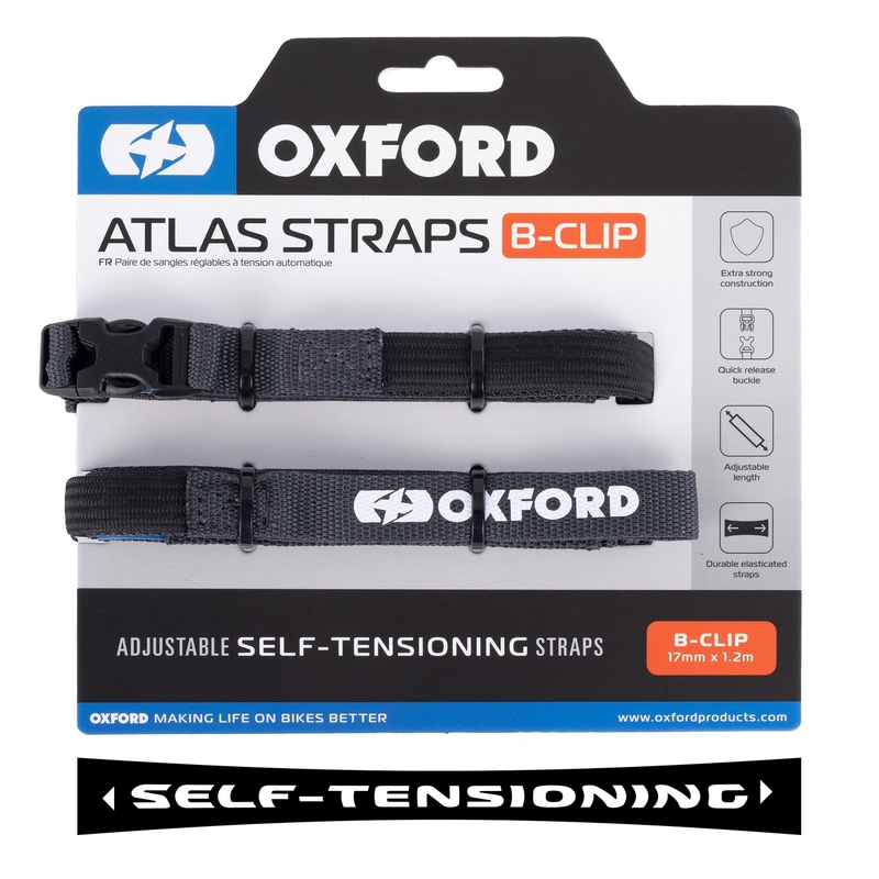 Oxford Atlas B-Clip matkatavarahihnat 2 kpl harmaa 17 mm x 1,2 m