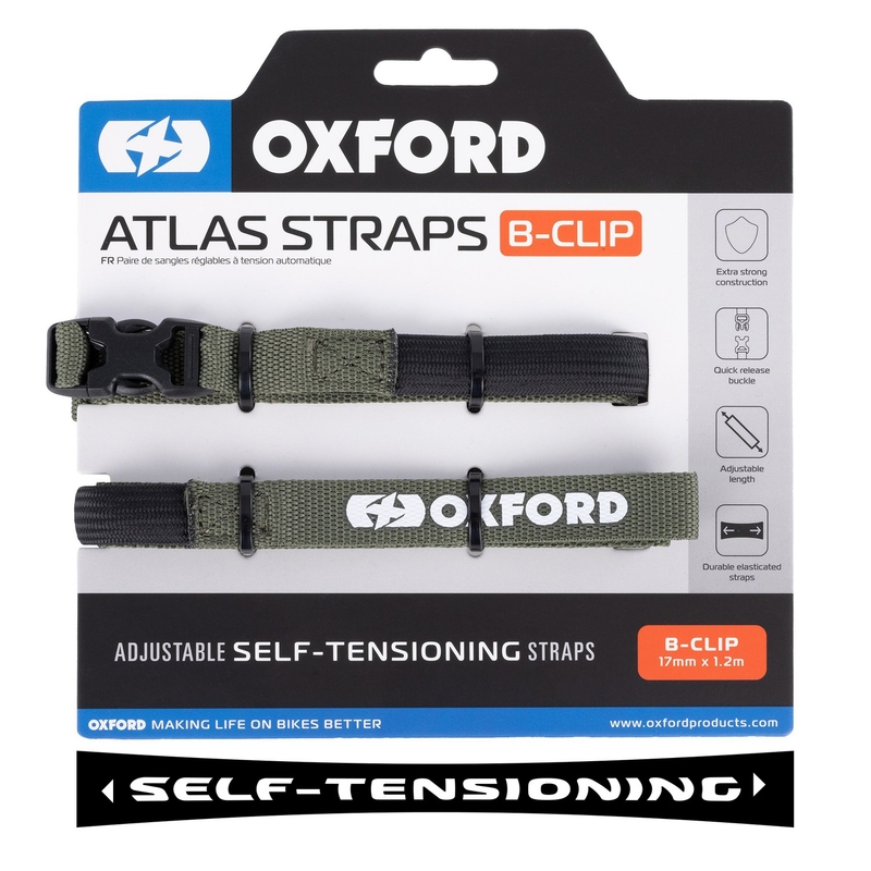 Oxford Atlas B-Clip matkatavarahihnat 2 kpl vihreä 17 mm x 1,2 m