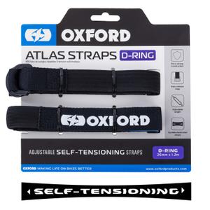 Oxford Atlas D-Ring matkatavarahihnat 2 kpl musta 26 mm x 1,2 m