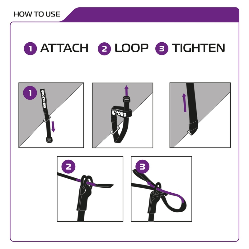 Oxford Atlas D-Ring matkatavarahihnat 2 kpl musta 26 mm x 1,2 m