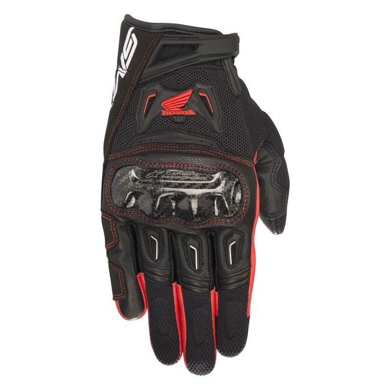 Alpinestars SMX-2 Air Carbon Honda Moottoripyöräilyhanskojen mallisto musta ja punainen