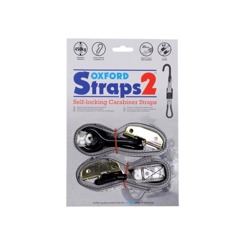Säädettävät ja vahvistetut Oxford Carabiner -hihnat 25 mm harmaa