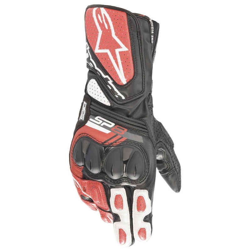 Alpinestars SP-8 moottoripyöräilykäsineet musta-valko-punainen