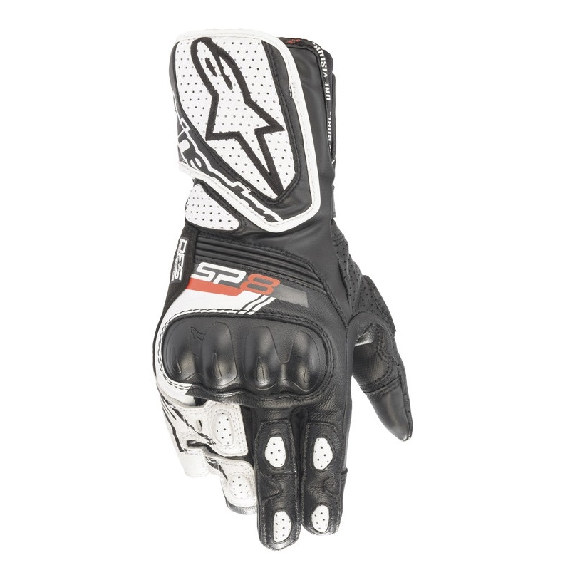 Alpinestars SP-8 naisten moottoripyöräilyhanskat mustavalkoiset