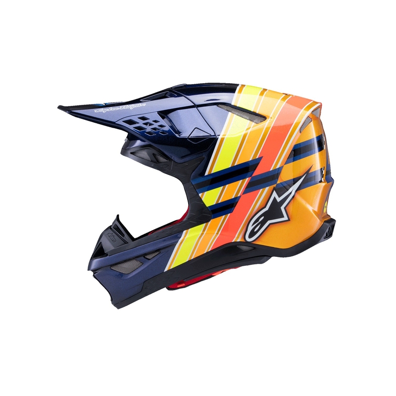 Alpinestars Supertech S-M10 motocross kypärä TROY LEE DESIGNS helmiäisen sininen-fluo oranssi-kelta-punainen - punainen