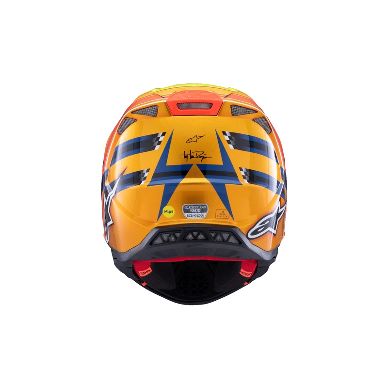 Alpinestars Supertech S-M10 motocross kypärä TROY LEE DESIGNS helmiäisen sininen-fluo oranssi-kelta-punainen - punainen