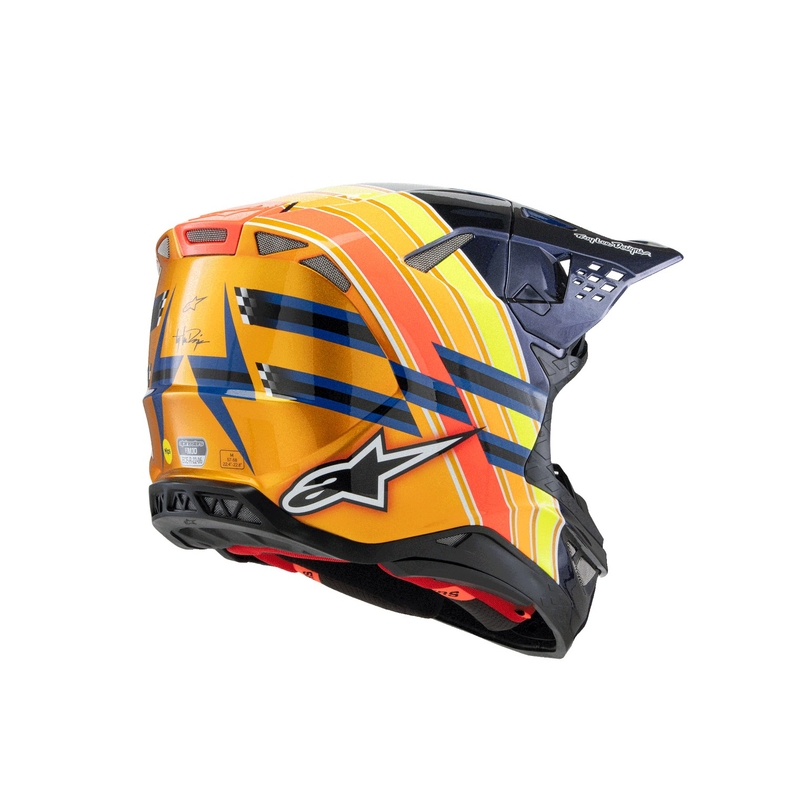 Alpinestars Supertech S-M10 motocross kypärä TROY LEE DESIGNS helmiäisen sininen-fluo oranssi-kelta-punainen - punainen