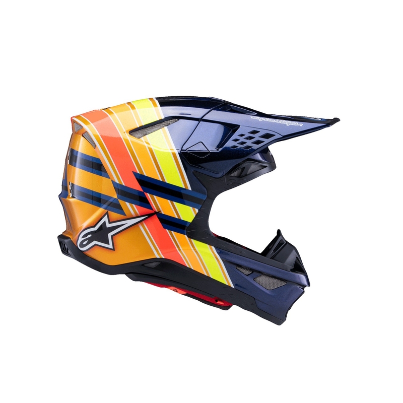 Alpinestars Supertech S-M10 motocross kypärä TROY LEE DESIGNS helmiäisen sininen-fluo oranssi-kelta-punainen - punainen