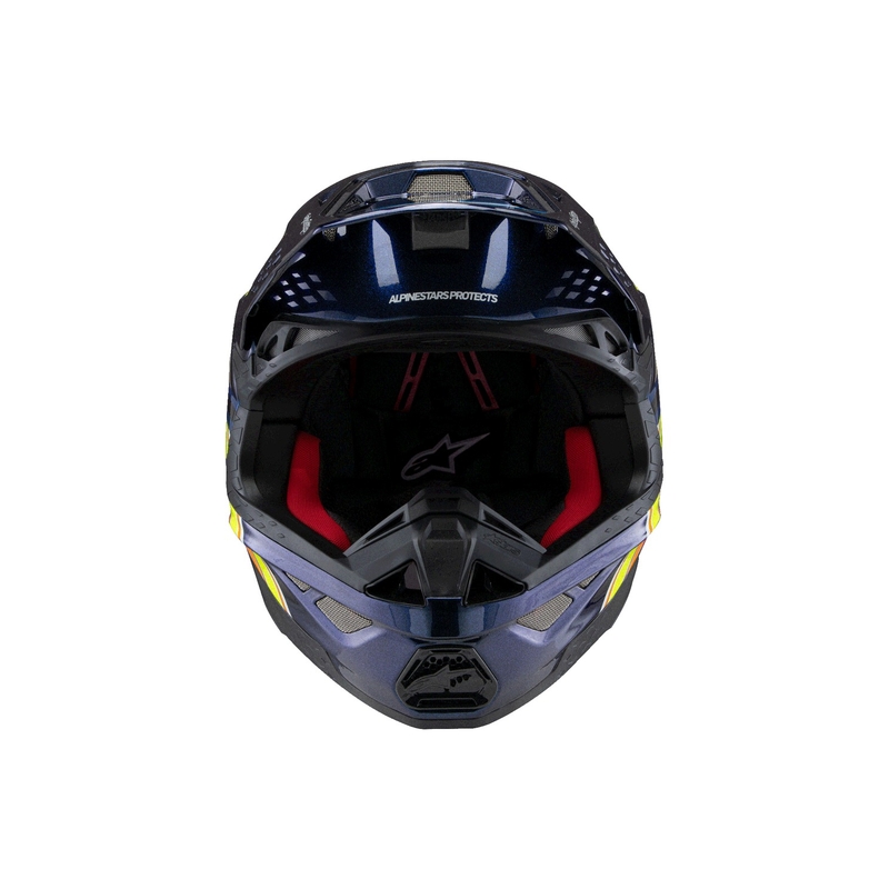 Alpinestars Supertech S-M10 motocross kypärä TROY LEE DESIGNS helmiäisen sininen-fluo oranssi-kelta-punainen - punainen