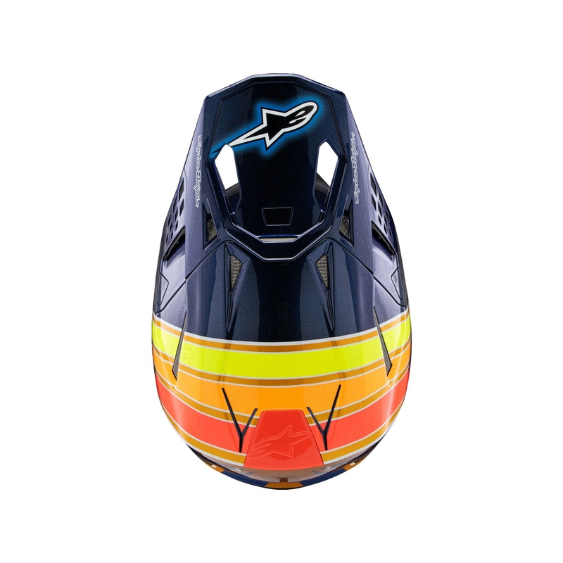 Alpinestars Supertech S-M10 motocross kypärä TROY LEE DESIGNS helmiäisen sininen-fluo oranssi-kelta-punainen - punainen