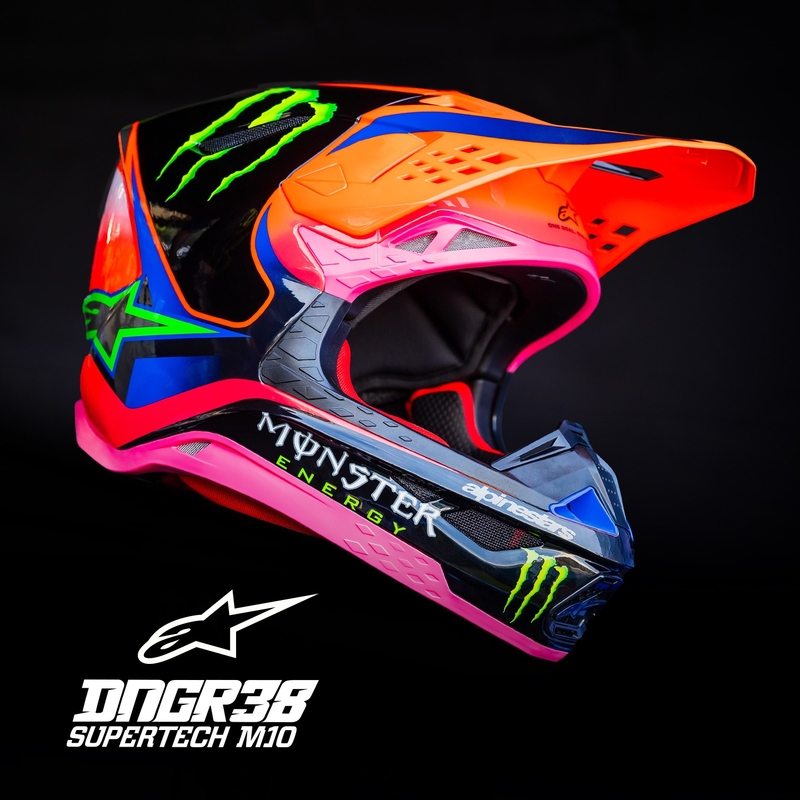 Alpinestars Supertech S-M10 motocross kypärä HAIDEN DEEGAN fluo oranssi-violetti-pink-vihreä