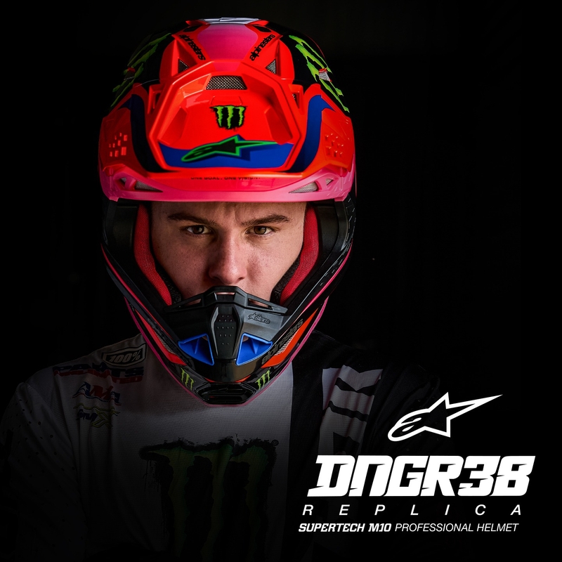 Alpinestars Supertech S-M10 motocross kypärä HAIDEN DEEGAN fluo oranssi-violetti-pink-vihreä