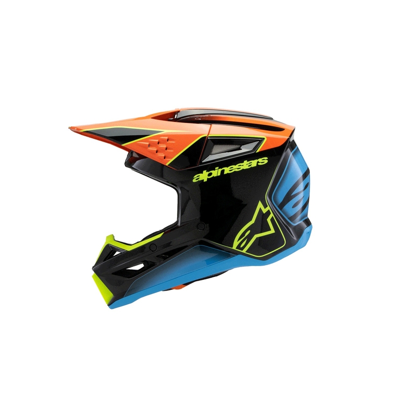 Lasten motocross kypärä Alpinestars S-M3 FRAY musta-fluo oranssi-fluo keltainen-turkoosi