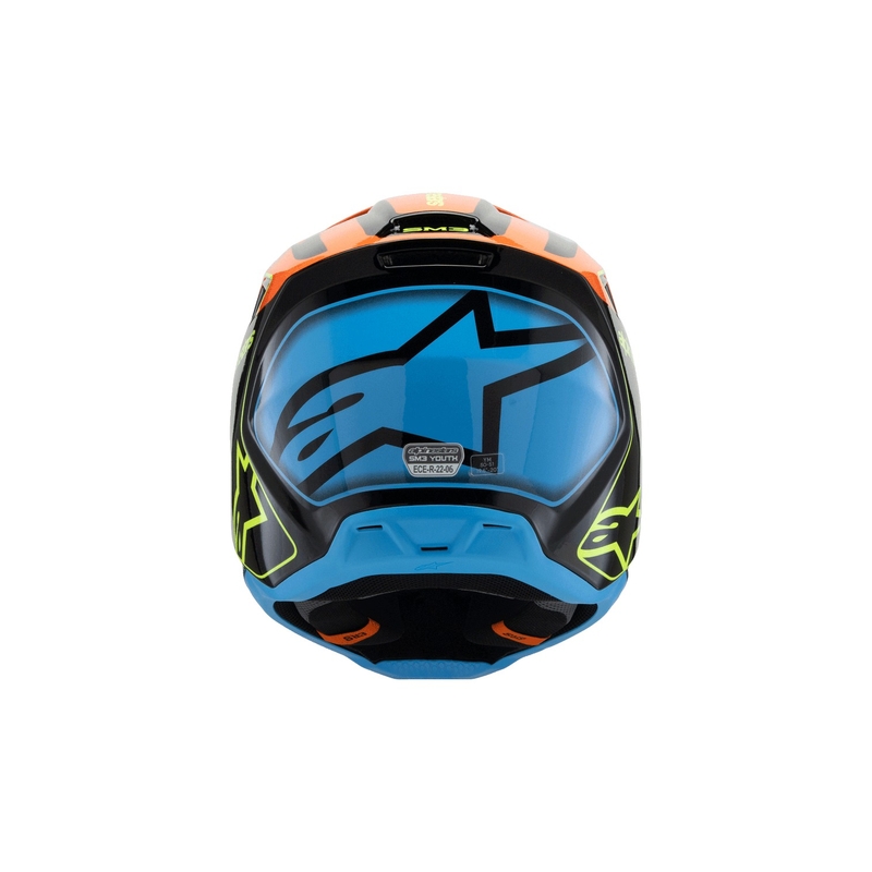 Lasten motocross kypärä Alpinestars S-M3 FRAY musta-fluo oranssi-fluo keltainen-turkoosi